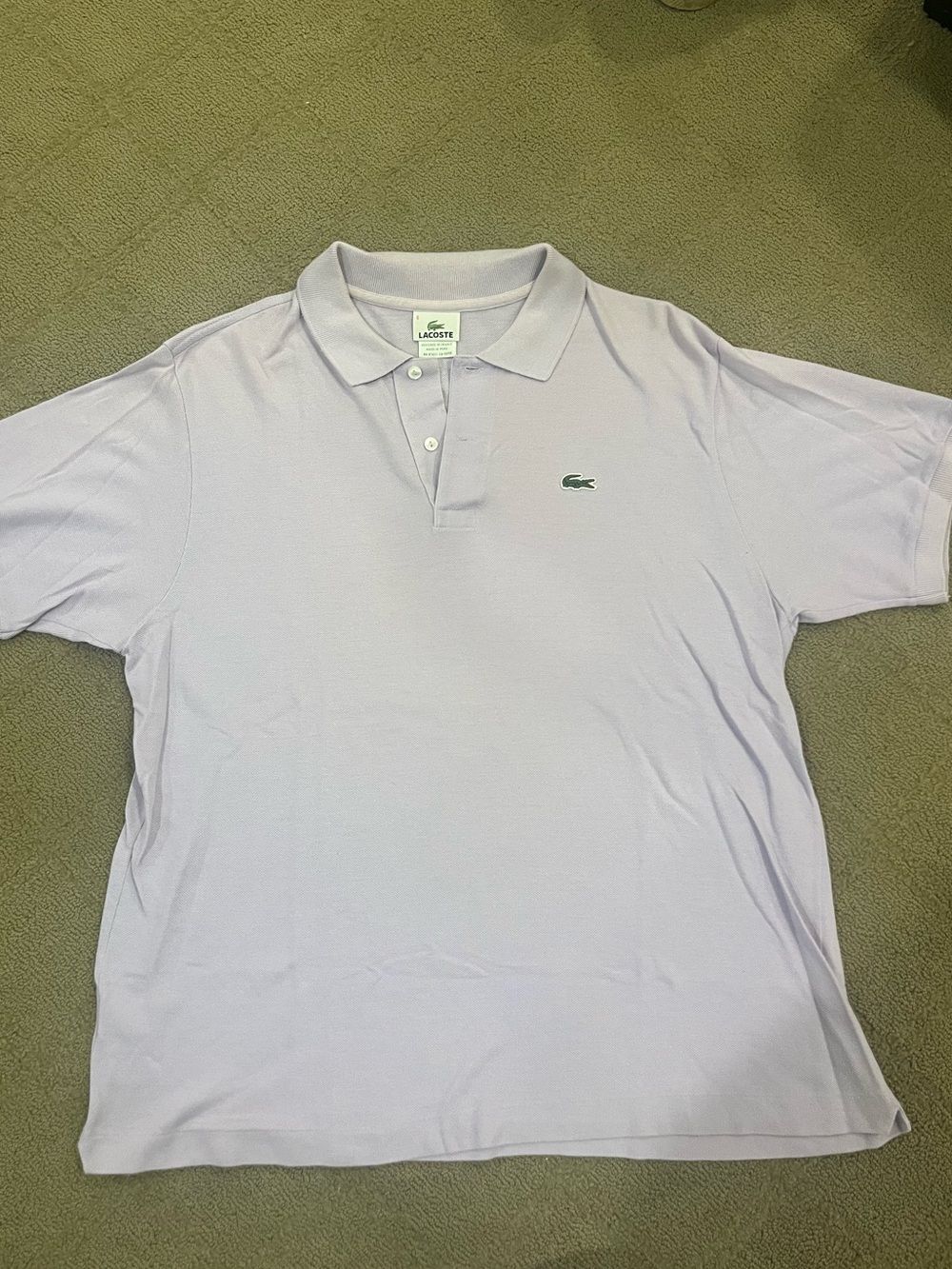 Lacoste Men's Polo Shirt in Light Lavender with Green Croc